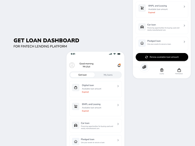 Get Loan Dashboard for Fintech Lending mobile ui ux