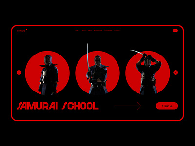 Samurai school concept design graphic design japan landig page landing minimalism samurai ui