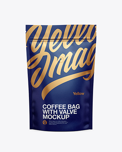 Free Download PSD Matte Coffee Bag W/ Valve Mockup - Front View mockup designs
