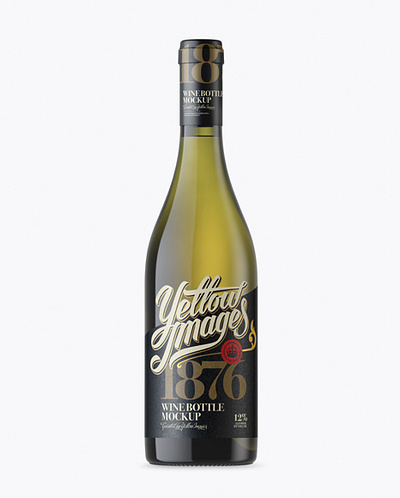 Free Download PSD Antique Green Wine Bottle Mockup - Front View branding mockup