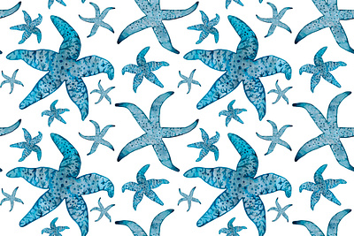 Seamless pattern on a marine theme, monochrome watercolor marine monochrome pattern seamless star starfish watercolor