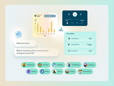 Elevating Meditation Experience with Intuitive Components branding component componentdesign design illustration meditation meditationapp ui uiux ux