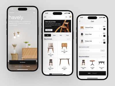 Havely - Furniture App app app design design ecommerce furniture furniture app interior minimalist mobile mobile app mobile design modern online store shop store ui
