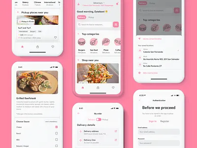 Hifumi App app branding delivery filters food menu motion graphics ui