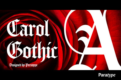 Carol Gothic advertising books display gothic headline magazine poster screen