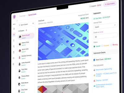 Student grade Page UX/UI Design ( Speed Grade) LMS - E learning classroom interface course interface course management e learning dashboard e learning interface edtech ui education ui educational technology interactive learning learning management system lms design mobile learning online courses ui online learning platform responsive design student dashboard student portal teacher dashboard training portal virtual classroom