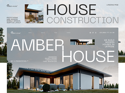 Amber House Landing Page | House construction branding building construction house landing landing page ui web design website