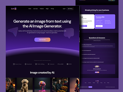 AI image generator landing page/UI adobe firefly ai ai art ai image art ai art generator artificial intellegent clean design firefly generative art gerative image image ai landing page midjourney saas text to image uiux web website