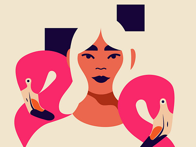 Flamingos animal art artwork bird branding character design digital editorial editorial illustration fashion flamingo graphic design green illustration magazine portrait poster sustainable vector