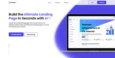 AI tool landing page hero section ai design hero hero section landing page landingpage modern saas sleek ui ux web design web sleek websleek