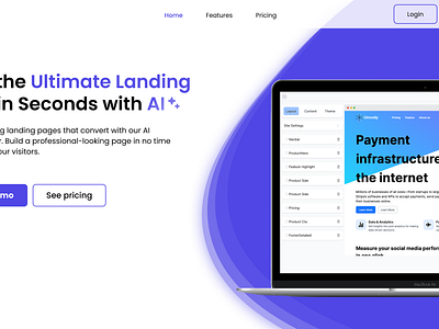 AI tool landing page hero section ai design hero hero section landing page landingpage modern saas sleek ui ux web design web sleek websleek