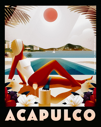 Tropical vibe - Acapulco acapulco art deco illustration poster summer travel tropical vintage