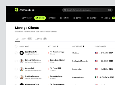 American Legal - Admin Dashboard app dashboard design ui ux web