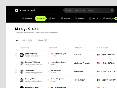 American Legal - Admin Dashboard app dashboard design ui ux web