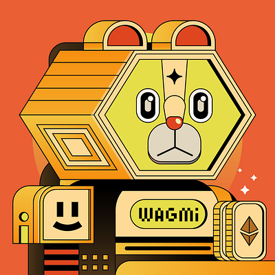 WAGMI Bear Robot animal bear blockchain branding contract cute design digital editorial ethereum icon illustration indonesia nft opensea robot smile vector wagmi yellow