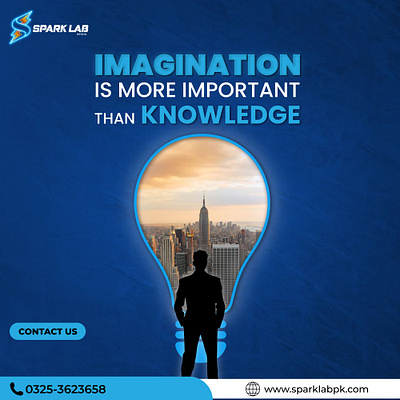 Imagination is more important than knowledge app branding design graphic design illustration illustration art imagination knowledge logo spark lab ui ux vector