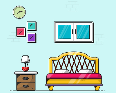 Bedroom bedroom illustration colors design illustration illustrator vector vector art vibrant