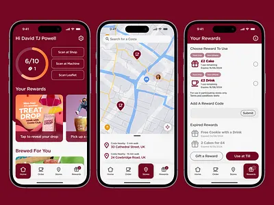 Costa Refresh - App Concept app app design black branding clean coffee coffee shop concept costa graphic design product design red refresh shop ui ui design user interface ux design visual design white