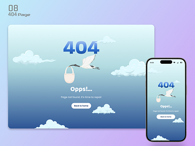 404 Page Design - #DailyUI Challenge : Day 08/100 100daydesignchallenge 404 404page 404pagedesign dailyui dailyuichallenge mobiledesign ui uidesign websitedesign