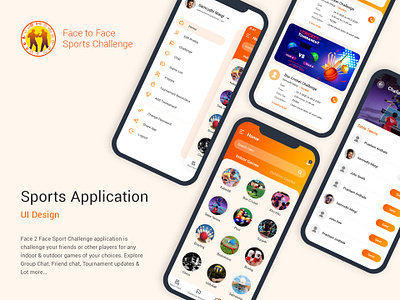 Face to Face Sports Challenge - Application app design game challenge sports app tournament app ui design uiux