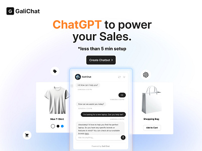 GaliChat - ChatGPT to power your Sales ai artificial intelligence assistant chat chatbot chatgpt customer data ecommerce nocode sale shop support website