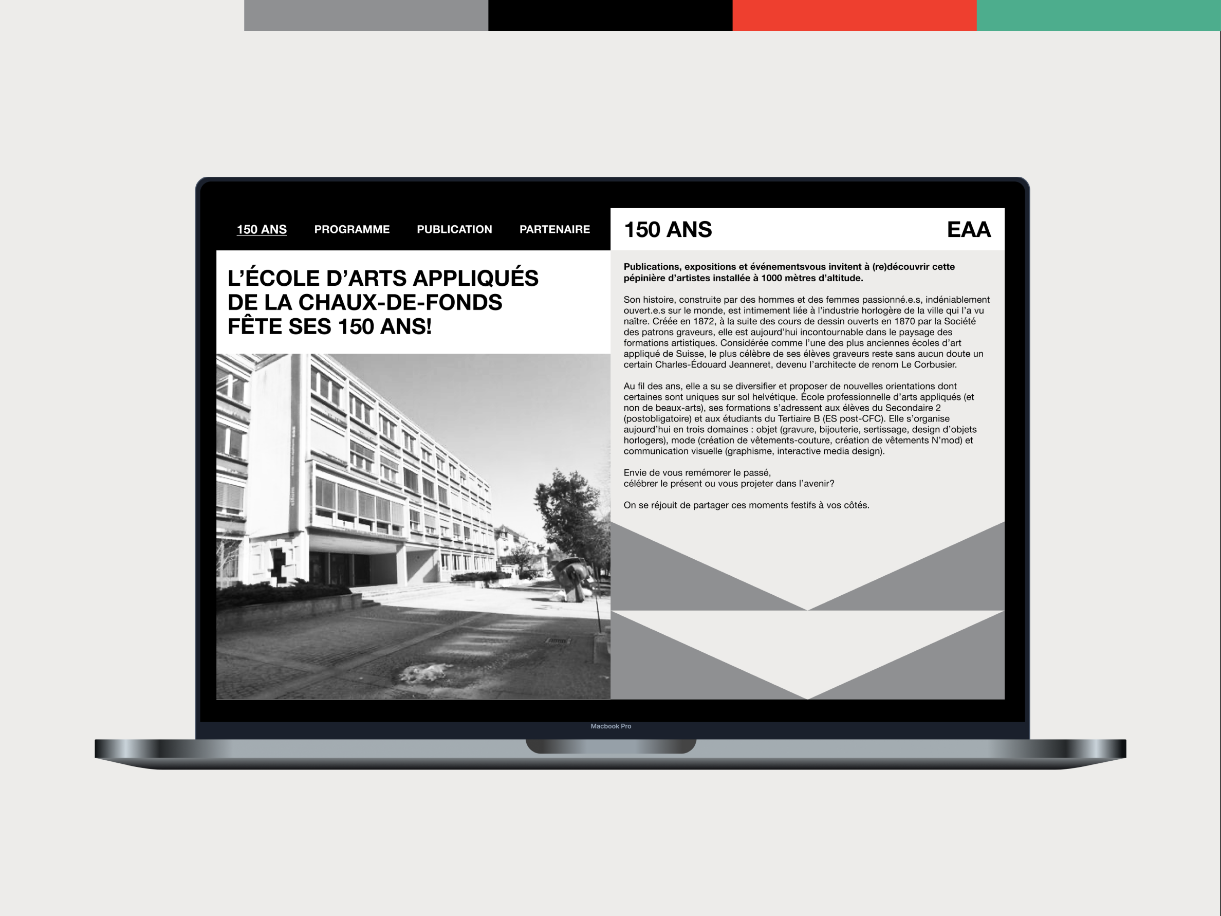 150 ans École d'Art Appliqué de La Chaux-de-Fonds graphic design typography web design