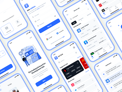 Jobbise Job Board Mobile App | UI Kit app app mobile candidate find app design interface ios job job app job board job board app job find app kit mobile app mobile uiux ui ui kit uiux ux