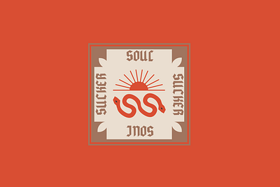 Soul Sucker Alternate Logo Badge badge branding dallas desert design freelancer geometric graphic design icon illustration logo mark red snake sun tx vector