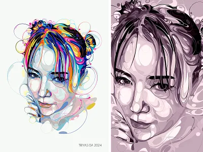 Portrait illustration abstract artstyle bubble colorful curve graphic design illustration portrait portrait illustration portraiture unique women