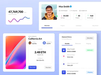 Features - Management page bento cards clean component dark mode feature section features integration layout light mode minimalist profile section typography ui ux vibrant palette web web design widget