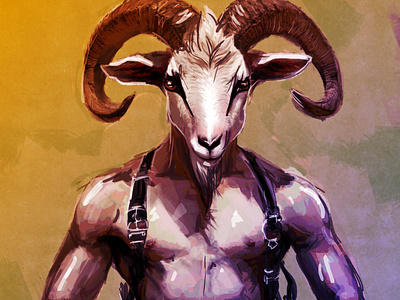 Goat man 🧍‍♂️+🐐 affinity photo amateur digital painting