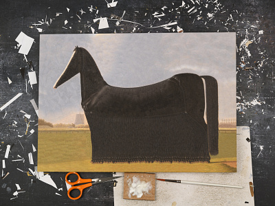 Trotter after van der Hoop, studio collage dribbble equestrian equine horse horses illustration studio