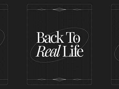 Back To Real Life black and white cyberpunk poster retro futuristic typography