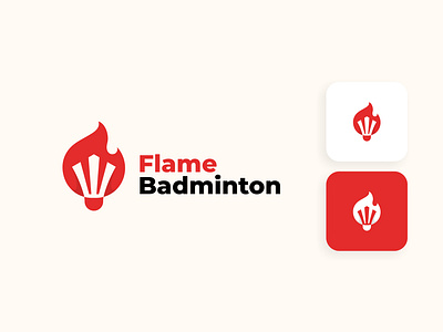 Flame Badminton Logo badminton branding flame logo negative space red shuttlecock spirit sport