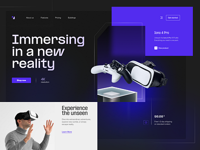 VR Product Website Concept ar augmented reality creative darkmode design e commerce gradient landing page modern design product product design technology ui virtual reality vr web design