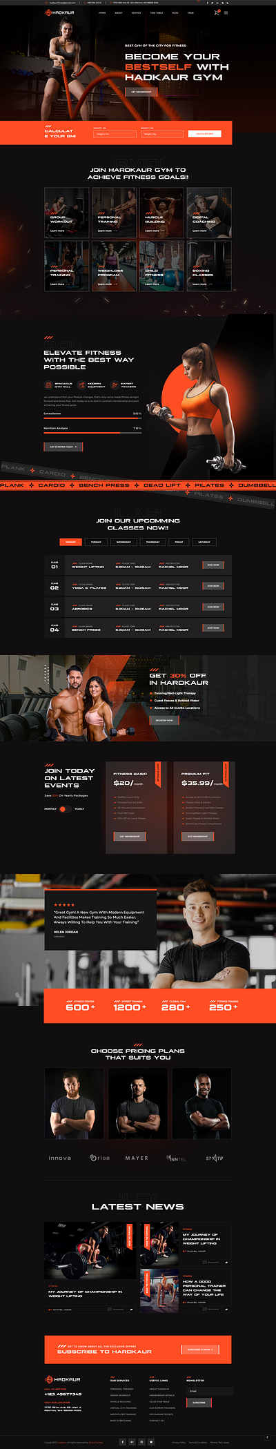 Gym And Fitness Web Page Design adobe photoshop branding design graphic design landing page design ui web design website design