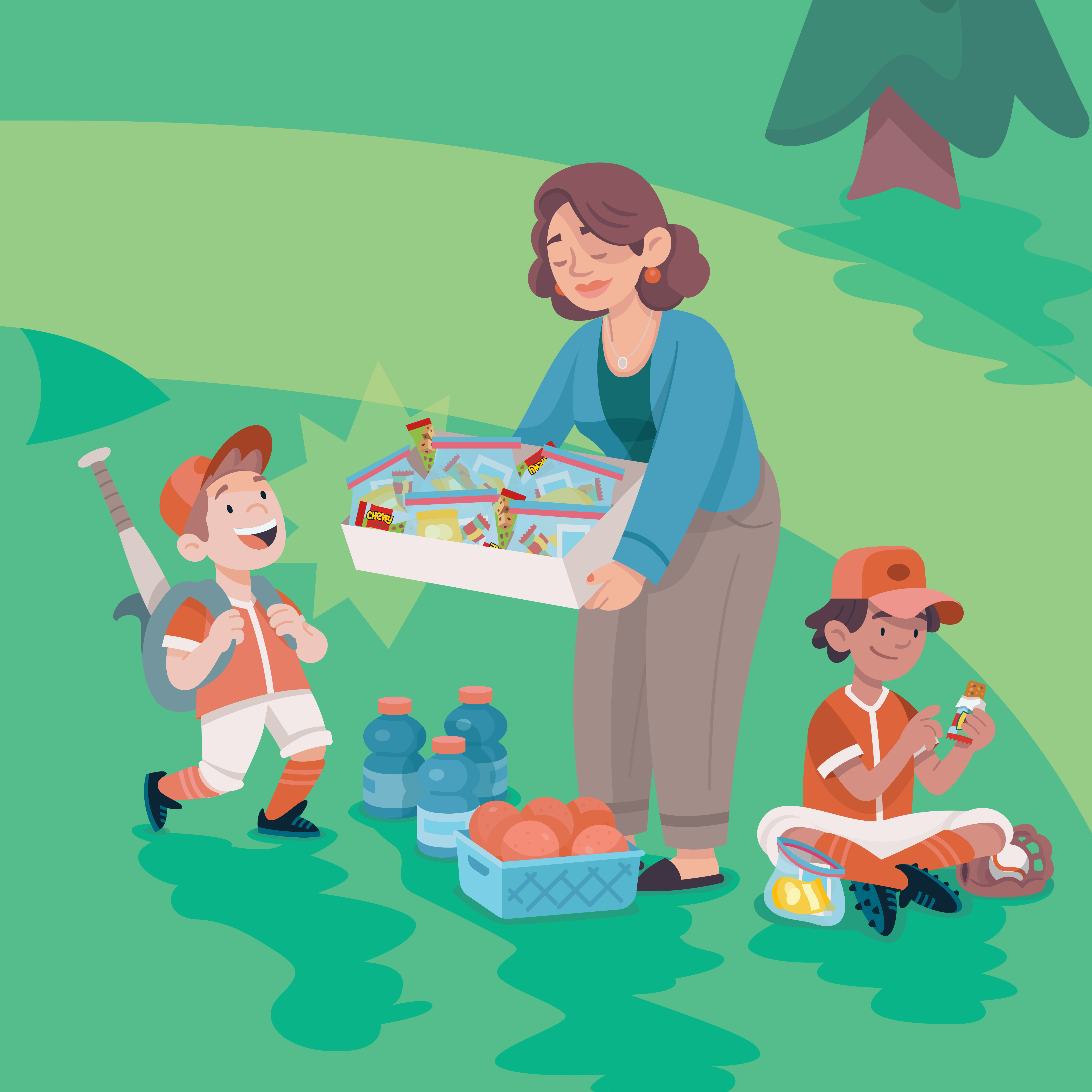 Chewy Brand Illustrations bar brand chewy children color food kids packaging snack sports vector