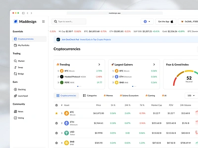 Cryptocurrencies - Maddesign Figma UI KIT binance bitcoin btc coin coinmarketcap crypto currency eth exchange figma finance portfolio token ui uikit ux wallet white