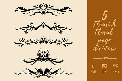 Decorative Floral Vintage Flourish Page Divider border frames decorative decorative elements doodle floral flourish lines flower graphic design illustration ornate page dividers svg vector vintage lines