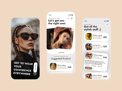 Ai - Integrated Sunglasses Mobile App ai integrated mobile app branding design e commerce mobile app mobile app mobile app design newnewsworthy sunglasses sunglasses mobile app typography ui ux