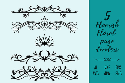 Decorative Floral Vintage Flourish Page Divider decorative elements doodle floral flourish flower graphic design illustration svg vector