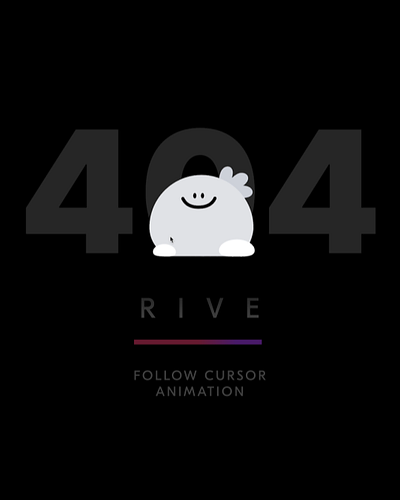 Rive : Behind The Scene - Follow Cursor 404 Animation 2d 404 animation branding character design graphic design illustration interactive logo motion graphics rive thelittlelabs ui