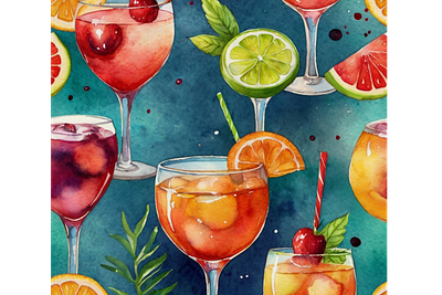 Popular Cocktails Watercolor Drinks branding design graphic design illustration logo typography vector