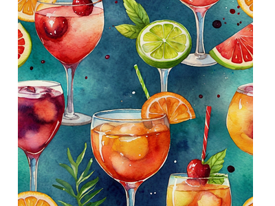 Popular Cocktails Watercolor Drinks branding design graphic design illustration logo typography vector