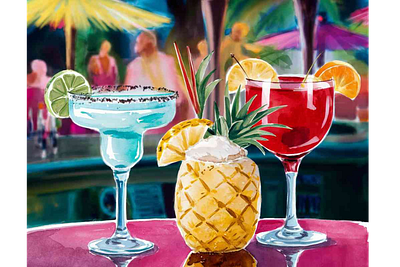 Popular Cocktails Watercolor Drinks branding design graphic design illustration logo vector