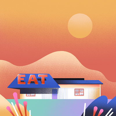 Eating at the local joint cute eatery illustration location procreate restaurant texture
