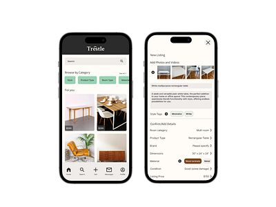 Trestle - Used furniture resell app home page ui ux