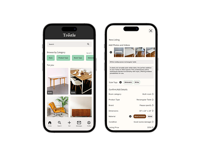 Trestle - Used furniture resell app home page ui ux