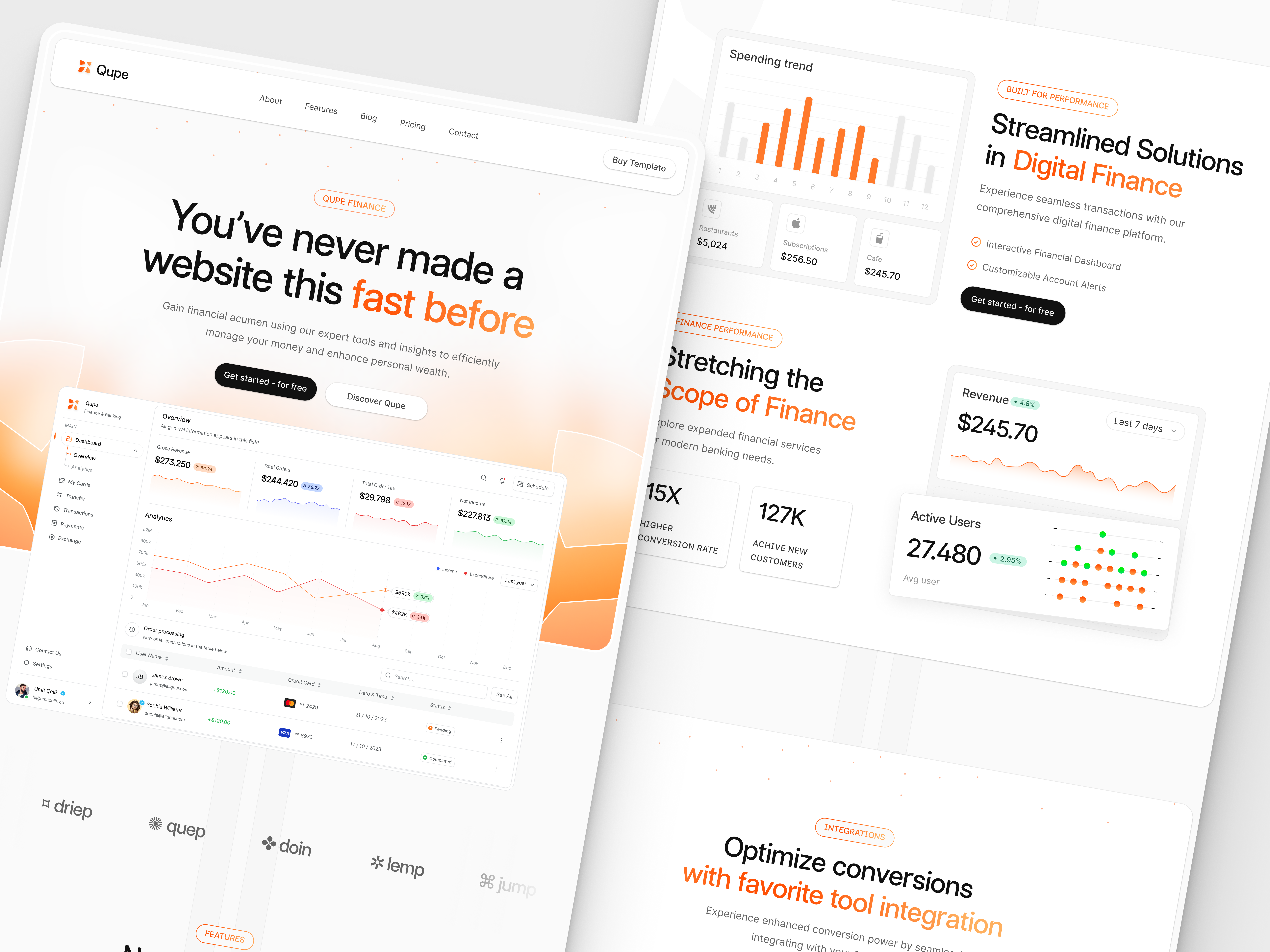Qupe Template ✤ Landing Page card figma framer home page landing page saas landing page saas template template ui ui design ux web web design website design