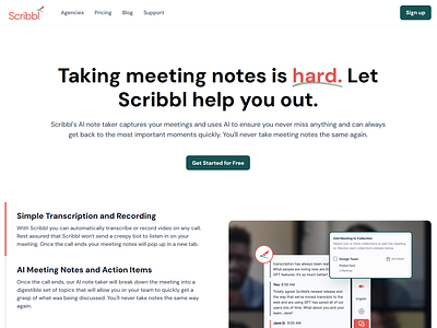 Scribbl - An AI-powered tool for enhancing productivity branding figma ui design web design webflow